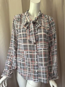 Nueva Blusa Top Manga Larga NYDJ Mujer Estampado Lazo S - Imagen 1 de 7