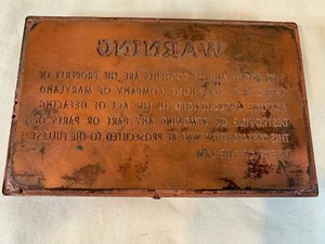 ETIQUETAS DE PLACA DE IMPRESIÓN ANTIGUAS de colección cobre sobre madera C&P teléfono Co. 3783 - Imagen 1 de 10
