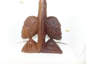Vintage Hand Carved African Tribal Wooden Wood Bookends - Picture 1 of 10