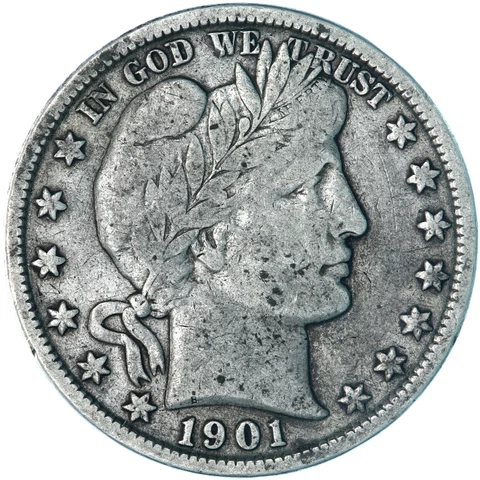 1901 (P) Barber Half Dollar 90% Silver Fine FN See Pics A301 Cover