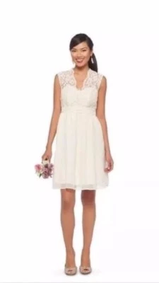 Tevolio Ivory size 2 Sleeveless Dress Lace Chiffon Nwt Dance Wedding Homecoming - Image 1 of 4