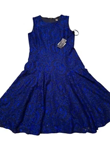 Tommy Hilfiger Women's Size 4 Lace Blue Floral A Line Dress - Picture 1 of 11