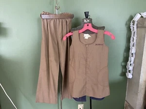 Vintage 70s Girl Scout Brownie Uniform GSA Jumper Tunic Dress 7 Pants 10 USA - Picture 1 of 8