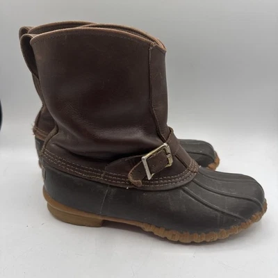 Mens LL Bean Brown Leather Winter  Boots Slip In   7 Brown USA - Image 1 of 4