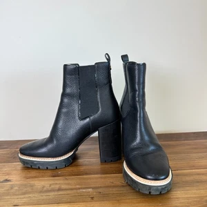 Botines Tory Burch Miller 100 mm suela de orejetas cuero negro caído talla 8 Chelsea - Imagen 1 de 10
