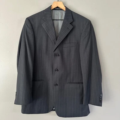 ANDREW FEZZA NAVY BLUE PINSTRIPE WORSTED WOOL SUIT JACKET 40R SINGLE-BREAST - Image 1 of 4