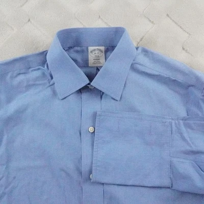 Brooks Brothers Regent Non Iron Dress Shirt 16-33 French Cuff Solid Blue Formal - Image 1 of 4