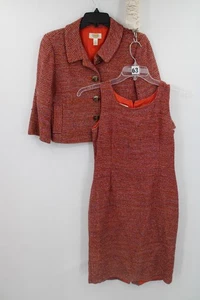 TALBOTS pink tweed sleeveless dress and jacket set  career sz 4 - Picture 1 of 16