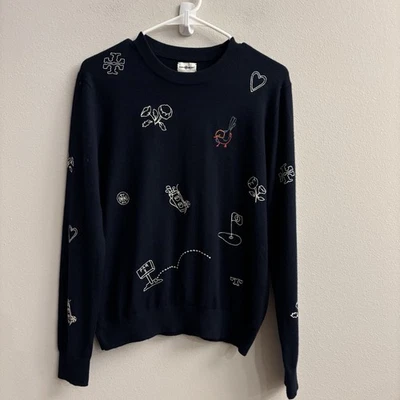 Tory Burch Women's Sport Performance Cashmere Fairway Sweater Blue Medium - Imagem 1 de 4