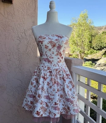 Betsey Johnson Vintage Tulle Skull Blossoms Mini Dress Size 6 Cute Goth Punk Y2K - Image 1 of 4