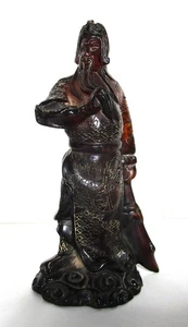 Authentic Vintage Amber Carving Sculpture of CHINESE Warrior of Guan Yu, c. 1950 - Picture 1 of 9