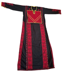 Vestido étnico tradicional bordado a mano Thobe árabe palestino vintage - Imagen 1 de 22