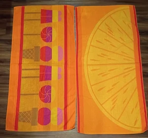 Set - 2 Ipanema Vintage Strandtücher gelb 56 x 28 EIS & ORANGE SCHEIBE selten - Bild 1 von 12