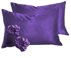 Patricia Fields Juego de 2 fundas de almohada estándar de satén púrpura profundo 20"x30" #111930 - Imagen 1 de 5
