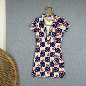 Omighty Cherry Checkered Collared Mini Dress Size M - Photo 1/8