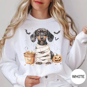 Dachshund Halloween Dog Lover Pet T-shirt Gildan Shirt Sweatshirt - Picture 1 of 4