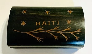 Vintage, Hand Carved Wooden Box Haiti w/ Divider 7 1/2” Long - Picture 1 of 5
