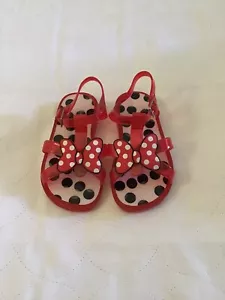 NWOT Disney Store Minnie Mouse Red Polka Dot Jelly Sandals Size 9 - Picture 1 of 3