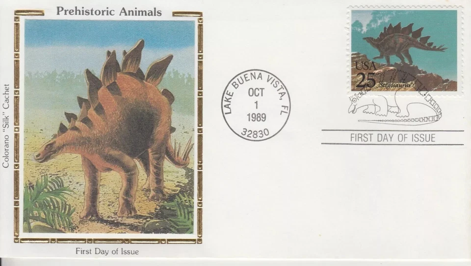 STEGOSAURUS ARMORED BACK DINOSAUR 1989 COLORANO SILK CACHET FDC VF UNADDR - Image 1 of 1