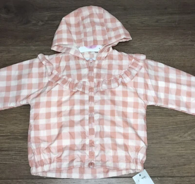 GEORGE Baby Girls Pink Gingham Check Print Hooded Mac Size 12-18 Months NEW - Image 1 of 4