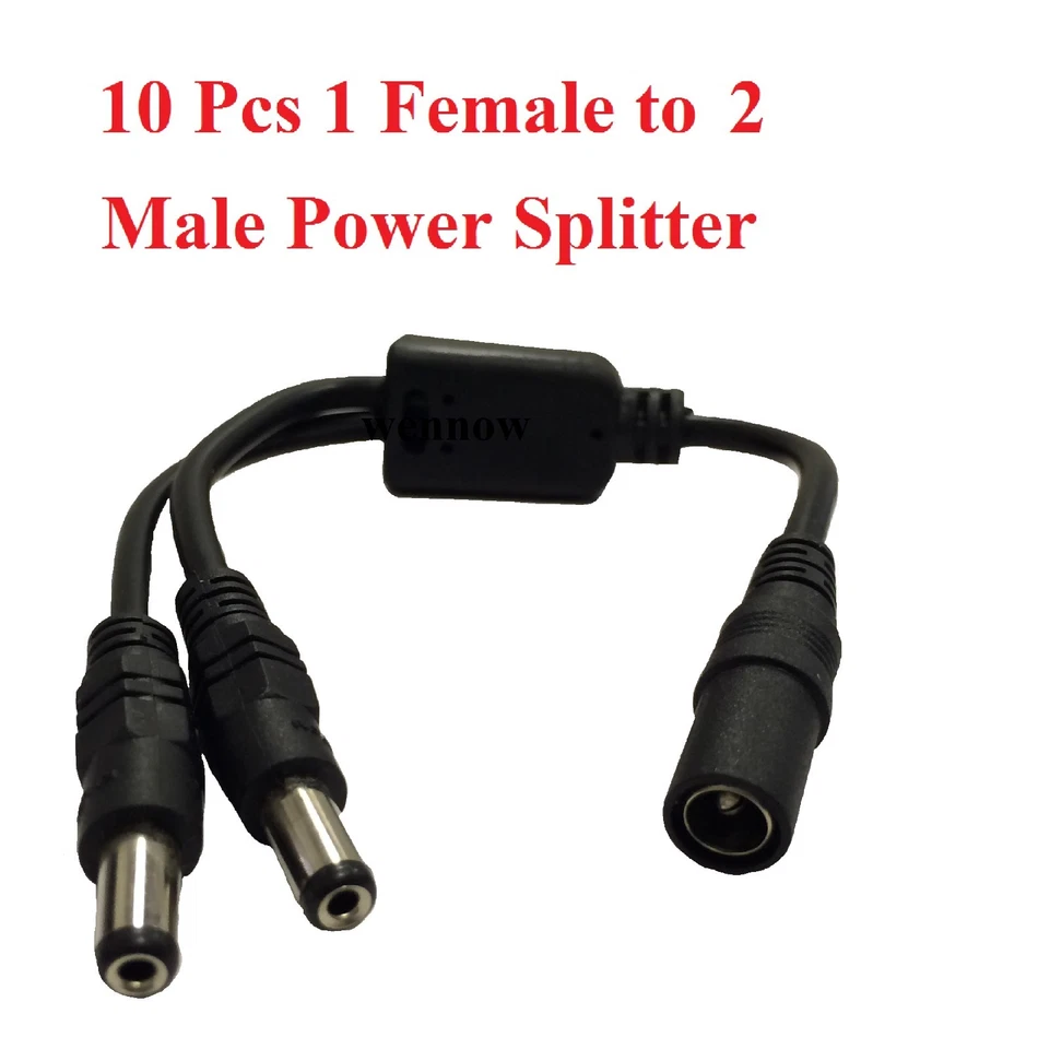 10 Pack  CCTV 2-way Power Splitter Cable 1 Female To 2 Male - Image 1 of 1