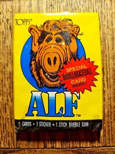  "ALF" TOPPS TRADING CARDS "SERIES 1" "1 PACK OF CARDS" WITH "BOULLIABASEBALL"