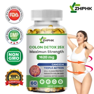 Colon Cleanse Detox Body Cleanser Eliminates Waste Weight Loss Reduce Fat 60 Cap - Picture 1 of 9