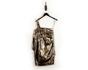 Ailanto Barcelona Kleid Metallic Rüschen Einzelträger Schulterfrei Dress T38 Neu mit Etikett - Bild 1 von 11