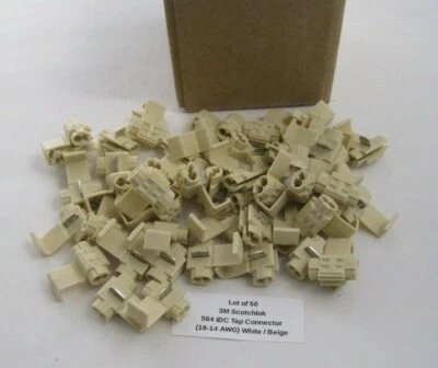 (Qty 50) 3M Scotchlok 564 IDC Tap Connector (18-14 AWG) White / Beige - 50 Pcs. - Image 1 of 3
