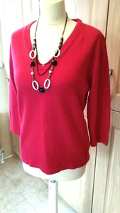 M & Co 3/4 Sleeves Cerise 100% Acrylic Jumper Sz L - Picture 1 of 11