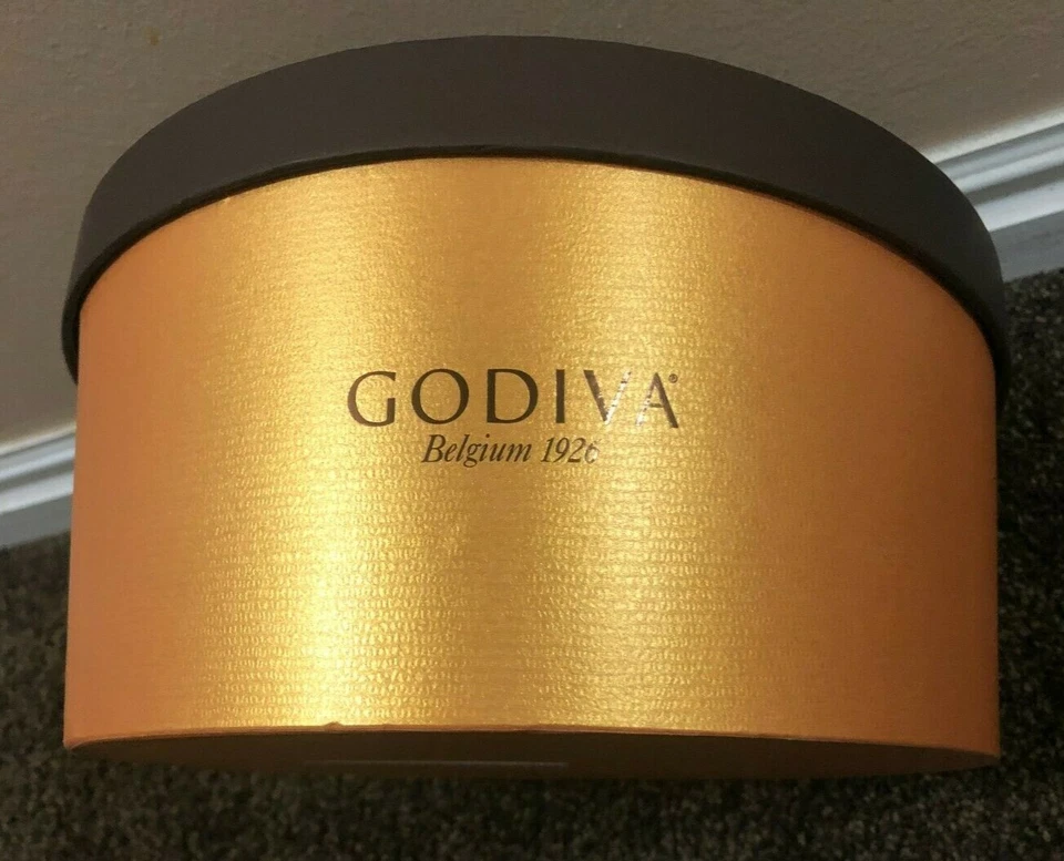GODIVA Dark Brown & Gold Rounded Empty Decorative Box Great Condition C1 - Image 1 of 4