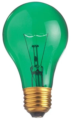 Satco S6081 25W A19 Transparent Green Medium Base - Image 1 of 4