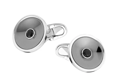 MONTBLANC ACERO INOXIDABLE SARTORIAL NEGRO Y PLATA ÓNIX GEMELOS CAJA NUEVA 116643 Foto 1 de 4