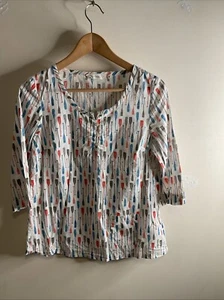 Seasalt Top Womens Relaxed Cotton White Summer Picture Hook Paddle Size 8 - Picture 1 of 7