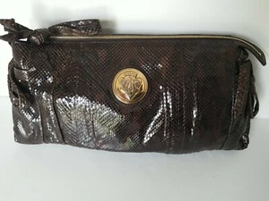 GUCCI Leather Python HYSTERIA Large Clutch Purse Brown w/ Dustbag JT01 NWOT - Picture 1 of 11