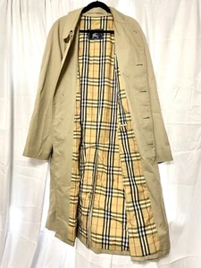 Vintage Classic Khaki Plaid Burberrys Trench Coat Size 52L C97A Pre 1999 Amazing - Picture 1 of 24