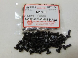 M5 X 14 PHILLIPS PAN HEAD METRISCHE MASCHINENSCHRAUBEN, SCHWARZER STAHL, DIN 7985 - Bild 1 von 4