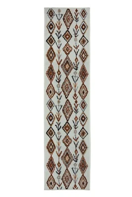 Moroccan Diamond Runner - 2'x8' Ivory, Geometric, Transitional Area Rug - 503 - Image 1 of 4