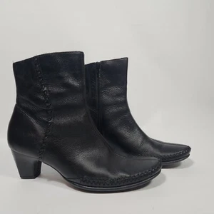 PIKOLINOS Black Leather Zip Ankle Boots Womens 37 or 6.5-7 US Stitched Booties - Picture 1 of 7