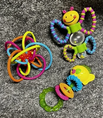 Set Of 3 Infant Toys Easy Grasp, Rattles, Teething, Textures, Tracking Toys - Image 1 of 4