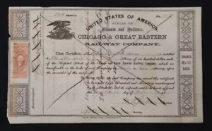 Originale 1865 Chicago & Great Eastern Railway Co. $100 certificato di magazzino - Foto 1 di 2