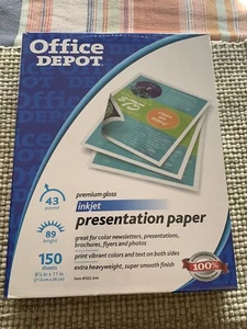 Office Depot Premium Color High Gloss Presentation Paper 8.5" X 11"  150 sheets - Picture 1 of 1