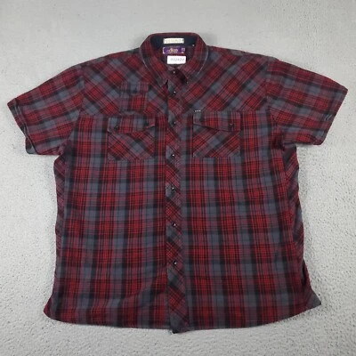Camisa AKOO Para Hombre Talla 2XL Roja Gris Franela a Cuadros Informal Abotonada Manga Corta Foto 1 de 4