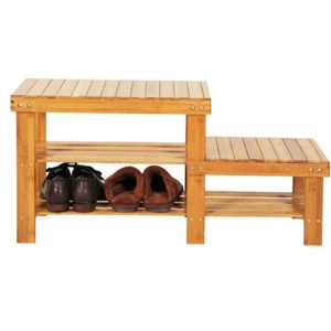 2-Tier Shoe Bench Organizing Rack Entryway Storage Shelf w/ High and Low Levels - Imagen 1 de 8