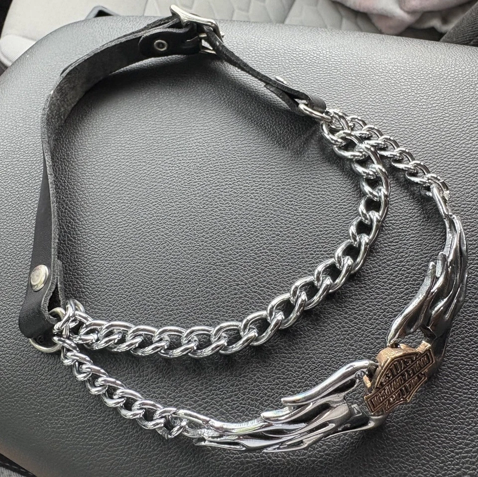 Harley Davidson 18” Cadena de Cuero Collar Gargantilla Collar 2 Cadenas Estilo Foto 1 de 4