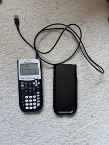 Texas Instruments TI-84 Plus Graphing Calculator Black Gray W/ Data Cable +Cover - Picture 1 of 4