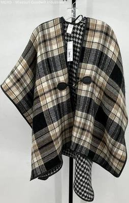 Suéter chal a cuadros negro talla única Liz Claiborne para mujer Foto 1 de 4