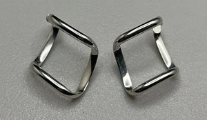 Gorgeous Fine .585 14K Solid White Gold Retro Modern Hoop Earrings 1.7g 1 1/4" - Picture 1 of 6