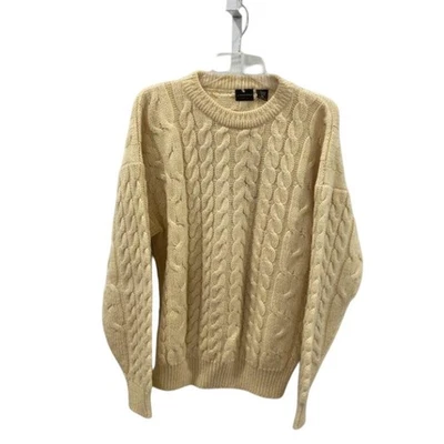 Structure Vintage 100% Wool Cable Knit Sweater Size XL Ivory Fisherman - Image 1 of 4