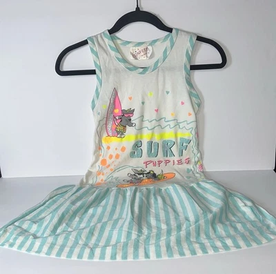 Vestido azul claro confeti “Surf Puppies” para niñas talla mediana 6-7 Foto 1 de 4